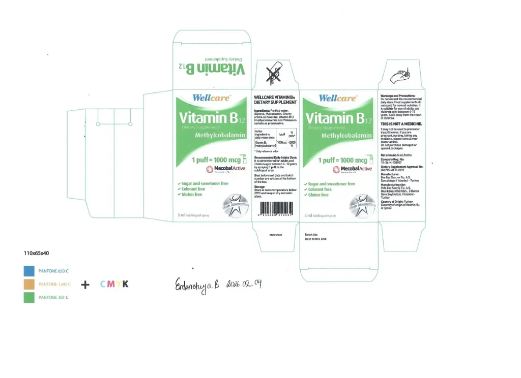 Wellcare Витамин В12 1000мкг-5мл цацлага